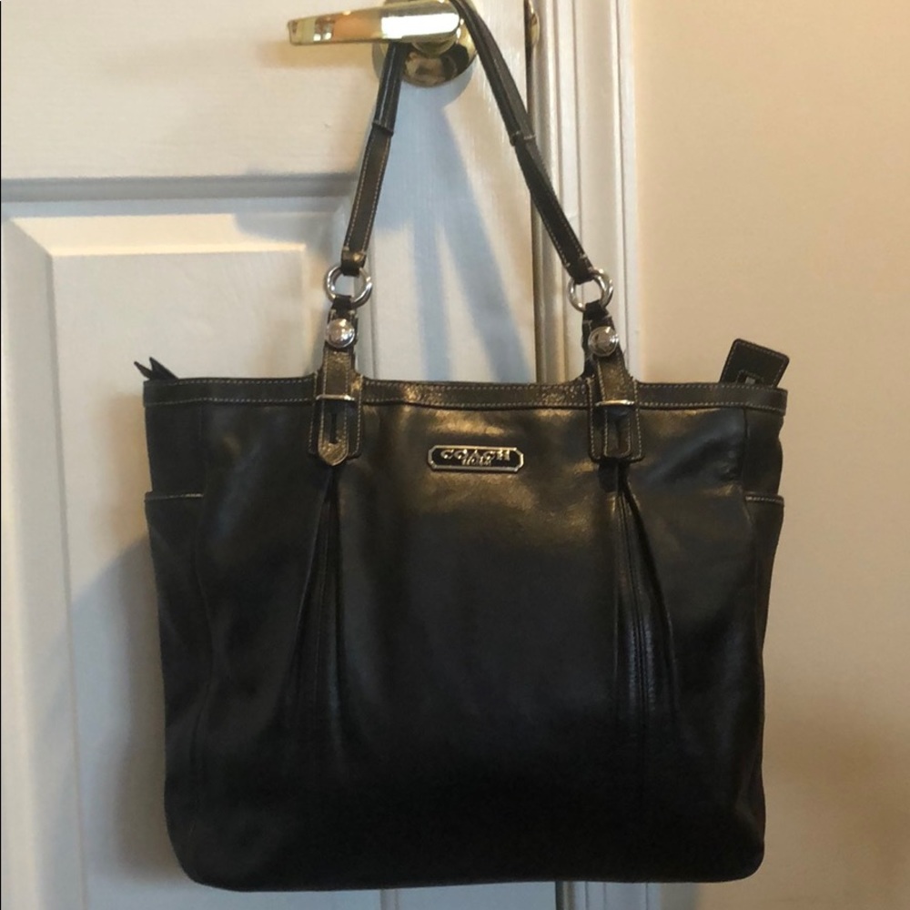 COACH black leather tote bag